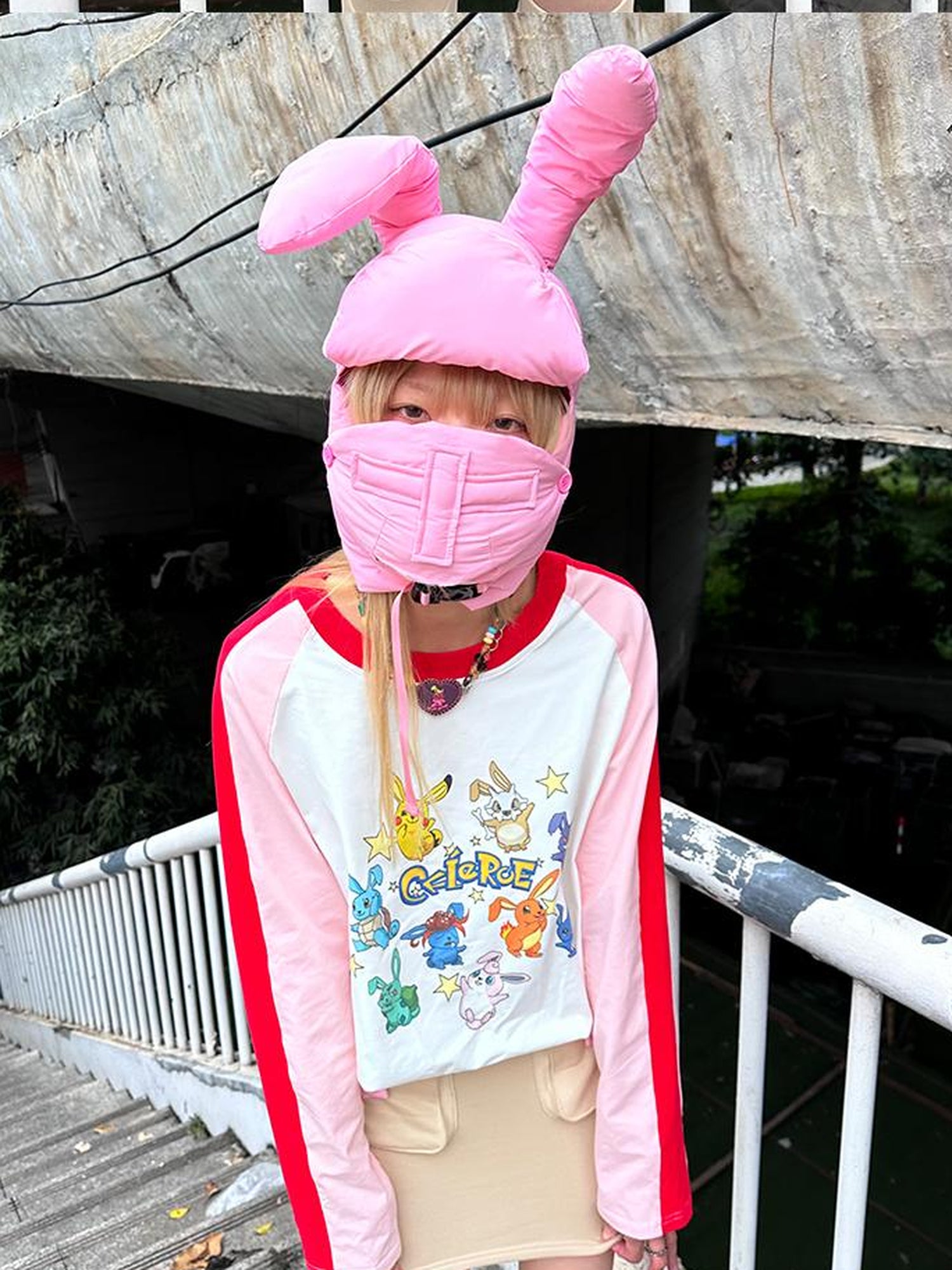 CFIERCE Plush Bunny Ears Cotton Hat