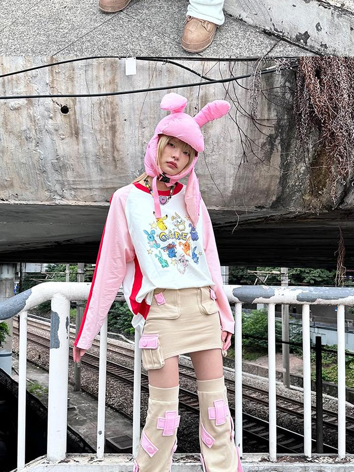 CFIERCE Plush Bunny Ears Cotton Hat