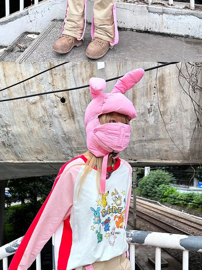 Plush Bunny Ears Cotton Hat