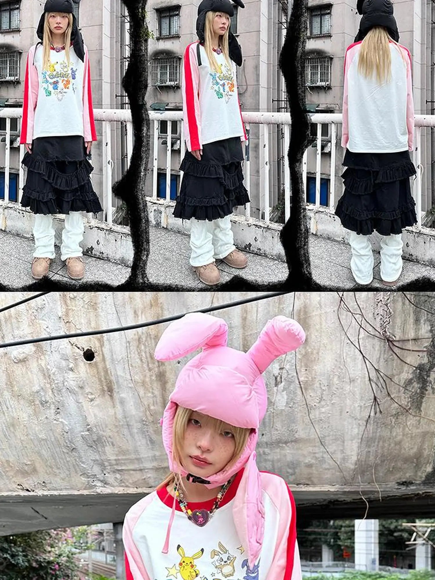 Plush Bunny Ears Cotton Hat