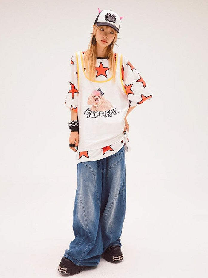CFIERCE Poodle Print Loose Fit Women&