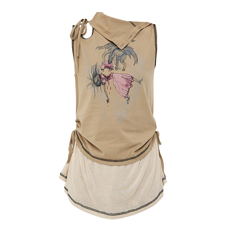 CFIERCE_Princess_Nightmare_Print_Vest_V_Neck_T_Shirt_Long_Sleeve_MISSTT
