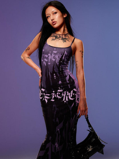 CFIERCE Printed Castle Mermaid Maxi Skirt