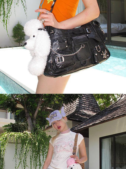 CFIERCE Pu Tote Bag With Alloy Accents