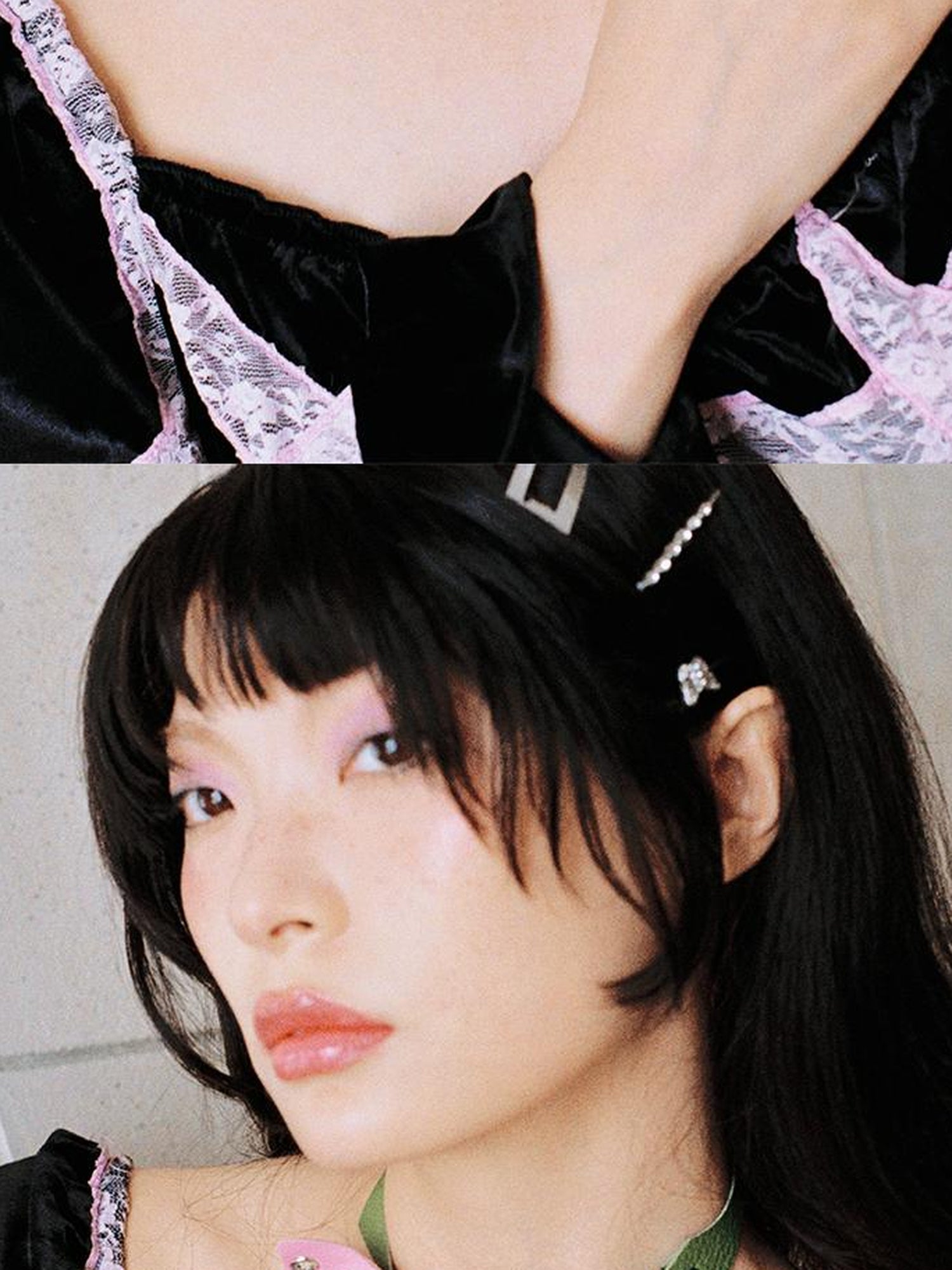 CFIERCE Punk Butterfly Spike Choker Pink Green