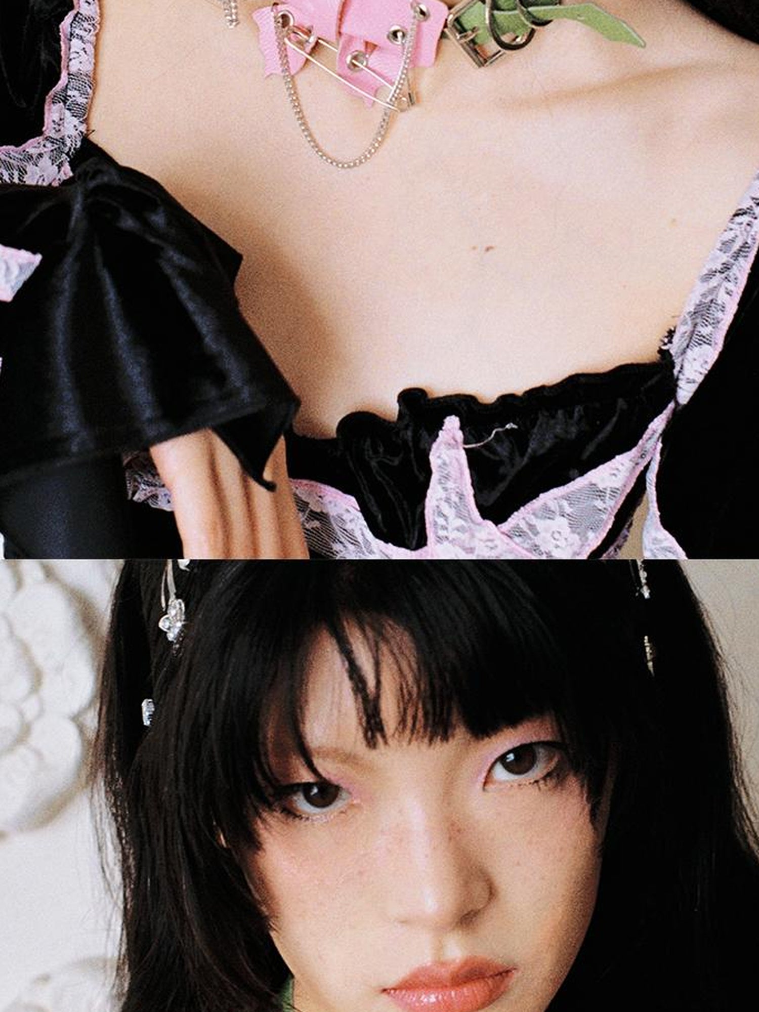 CFIERCE Punk Butterfly Spike Choker Pink Green