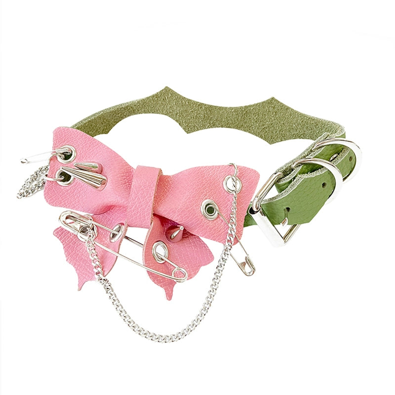 CFIERCE_Punk_Butterfly_Spike_Choker_Pink_Green_MISSTT