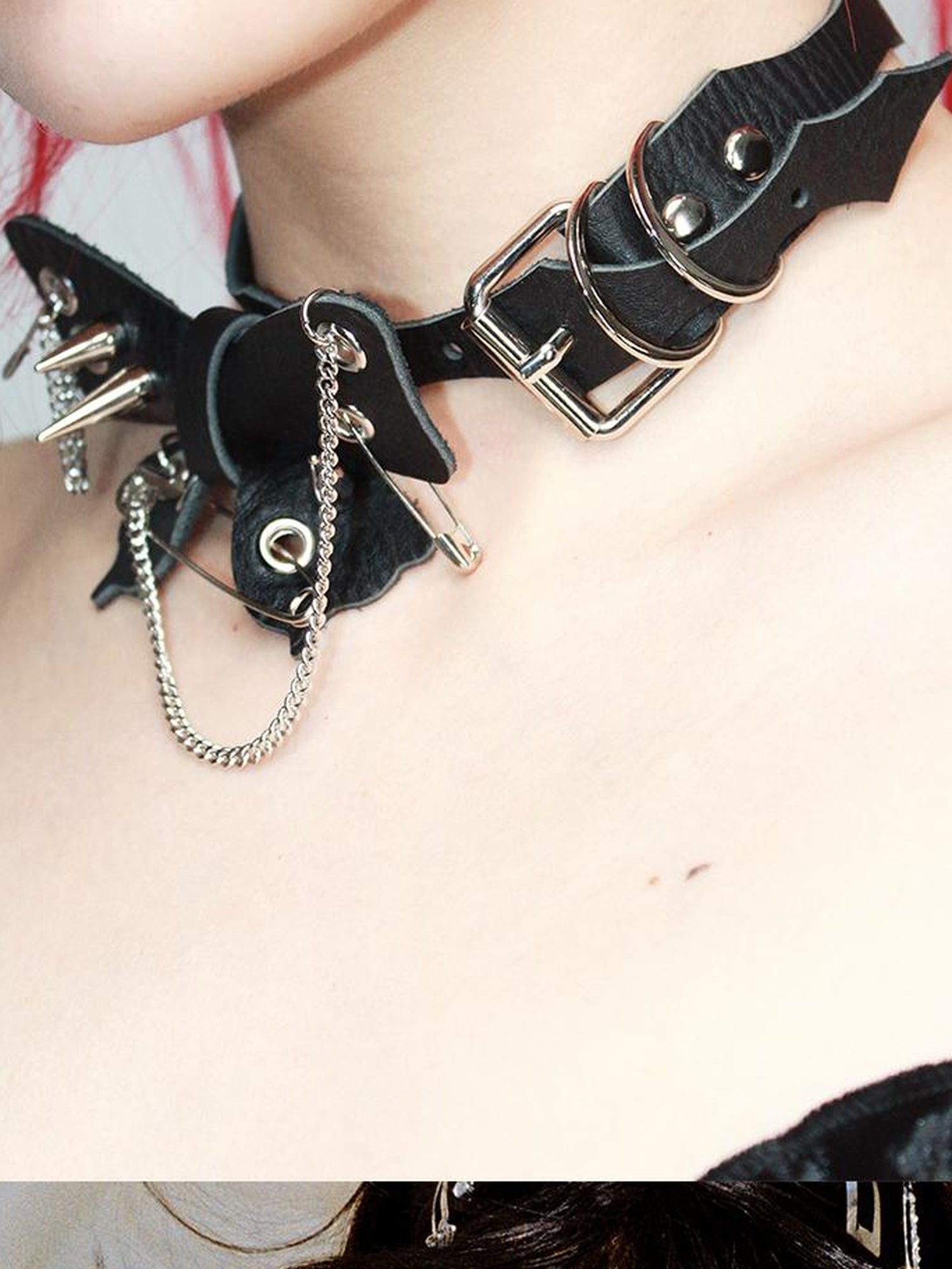 CFIERCE Punk Studded Butterfly Spike Choker Black