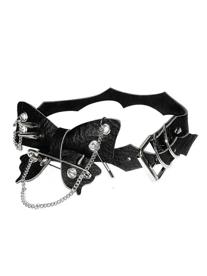 Punk Studded Butterfly Spike Choker Black