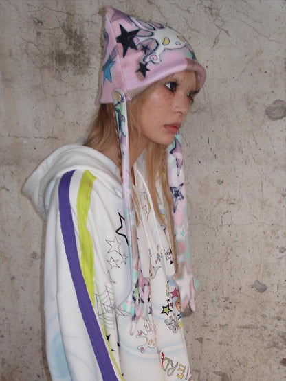 CFIERCE Rabbit Skull Print Knit Beanie