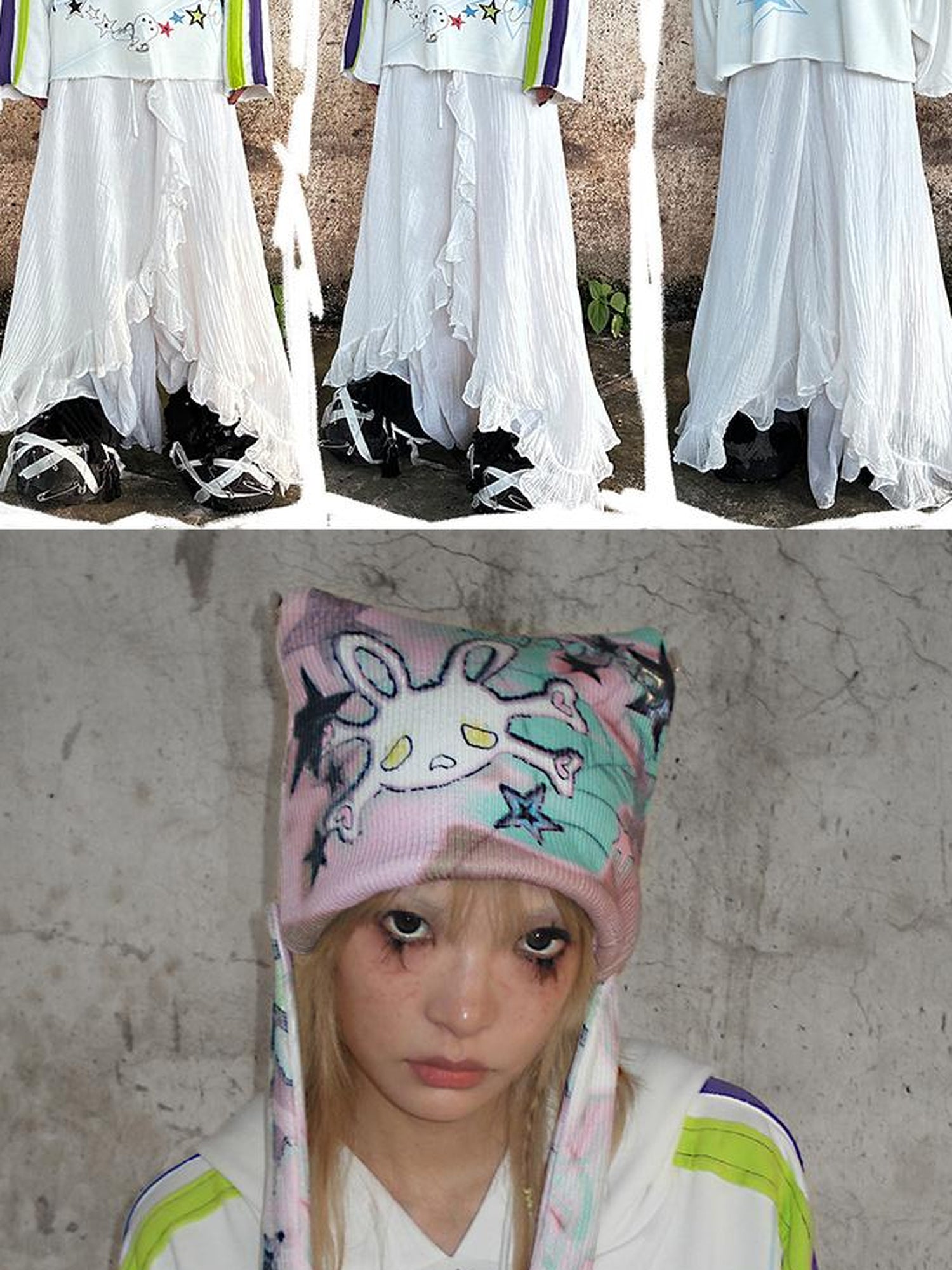 CFIERCE Rabbit Skull Print Knit Beanie