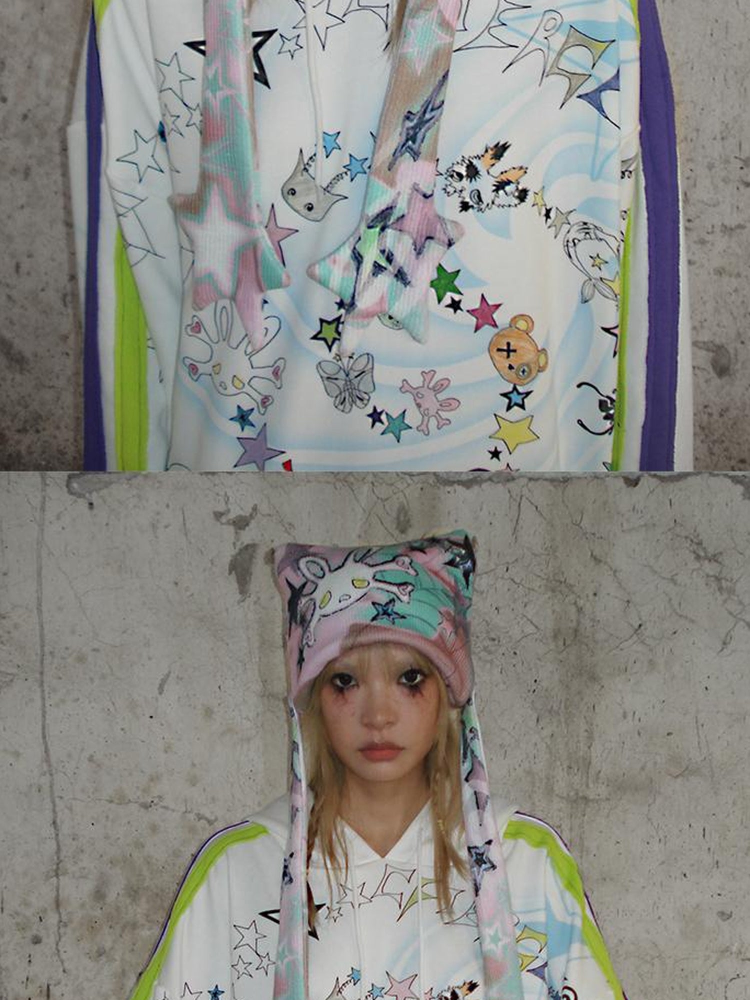 CFIERCE Rabbit Skull Print Knit Beanie