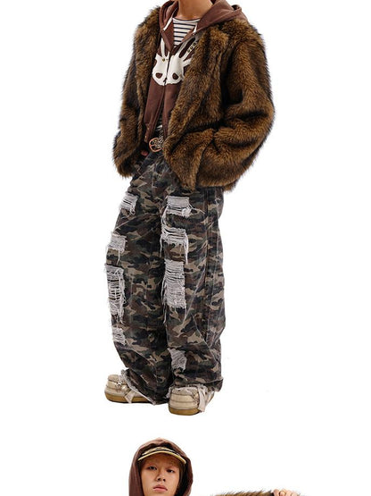 CFIERCE Rabbit Skull Print Two Layer Knit Coat