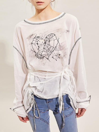 CFIERCE Rabbit Spirit Hand Painted Long Sleeve Top
