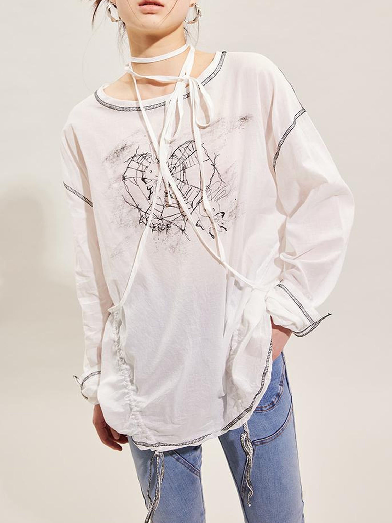 CFIERCE Rabbit Spirit Hand Painted Long Sleeve Top