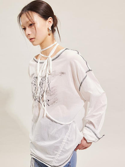 CFIERCE Rabbit Spirit Hand Painted Long Sleeve Top