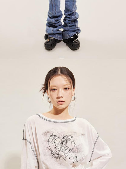 CFIERCE Rabbit Spirit Hand Painted Long Sleeve Top