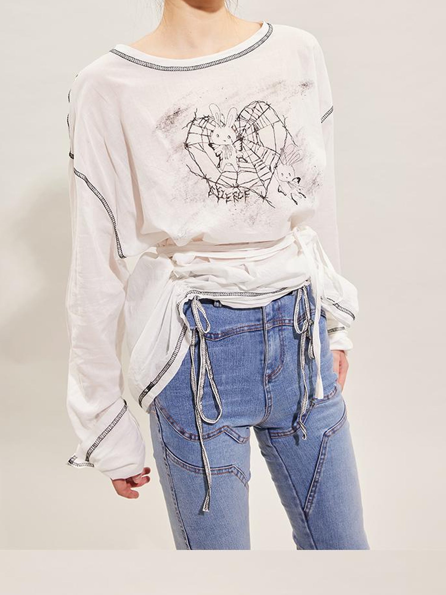 CFIERCE Rabbit Spirit Hand Painted Long Sleeve Top