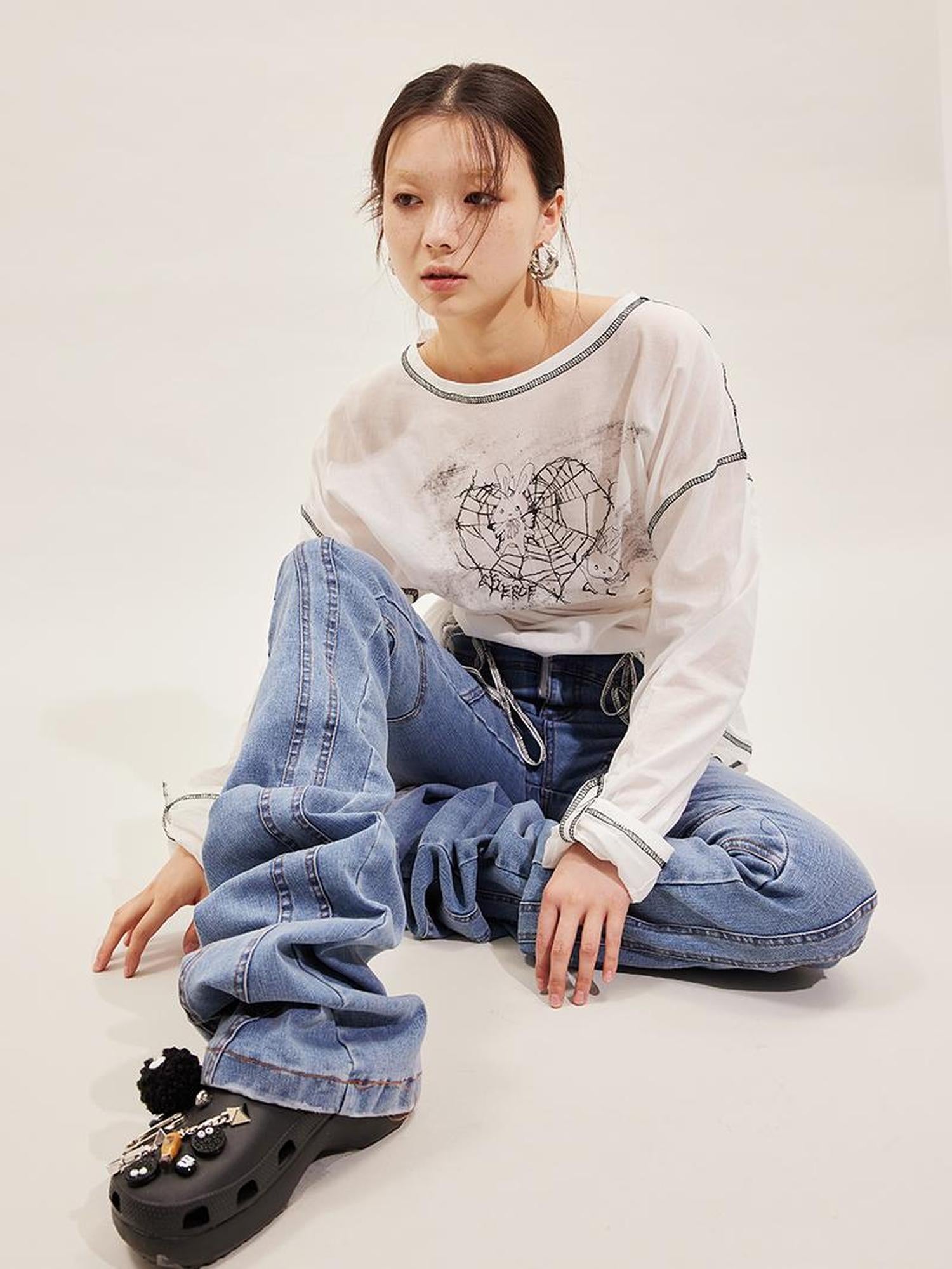 CFIERCE Rabbit Spirit Hand Painted Long Sleeve Top