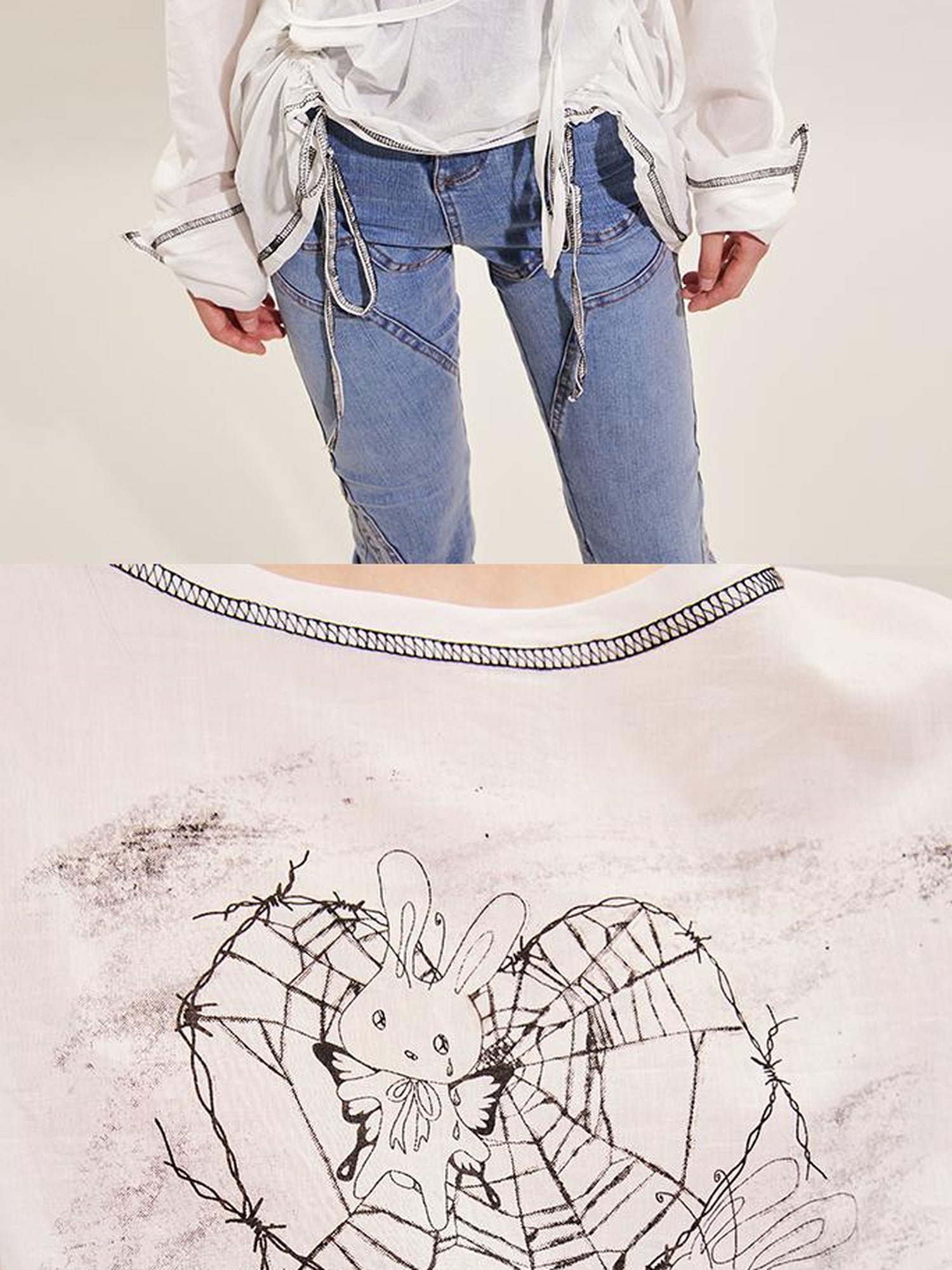 CFIERCE Rabbit Spirit Hand Painted Long Sleeve Top