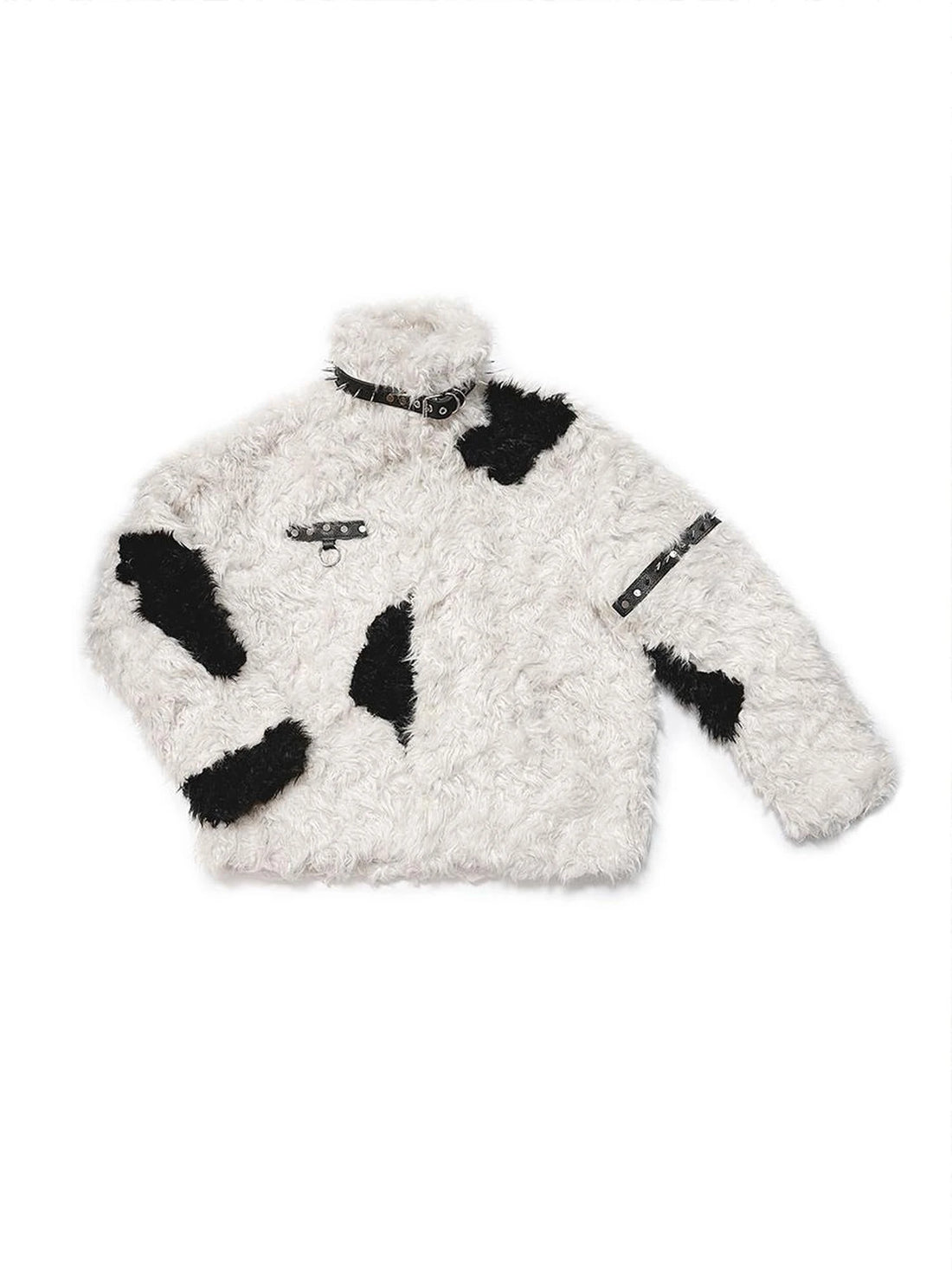 Rebel Rabbit Black White Patchwork Wool Coat