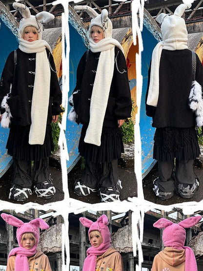 Rebellious Bunny Knit Set V Neck T Shirt Long Sleeve