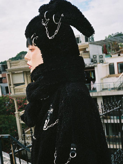 CFIERCE Rebellious Bunny Plush Scarf Hat With Foldable Ringed Ears