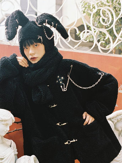 CFIERCE Rebellious Bunny Plush Scarf Hat With Foldable Ringed Ears