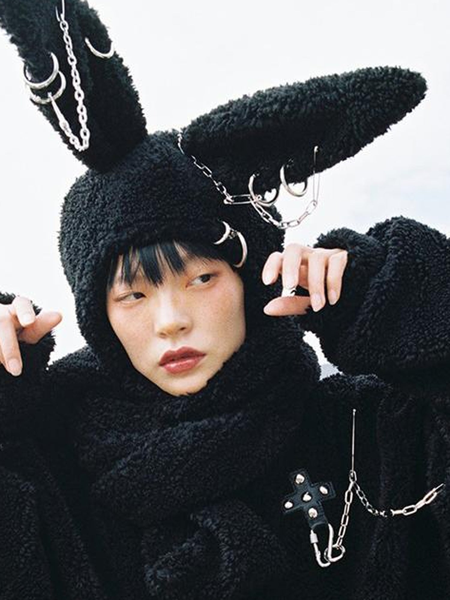 CFIERCE Rebellious Bunny Plush Scarf Hat With Foldable Ringed Ears