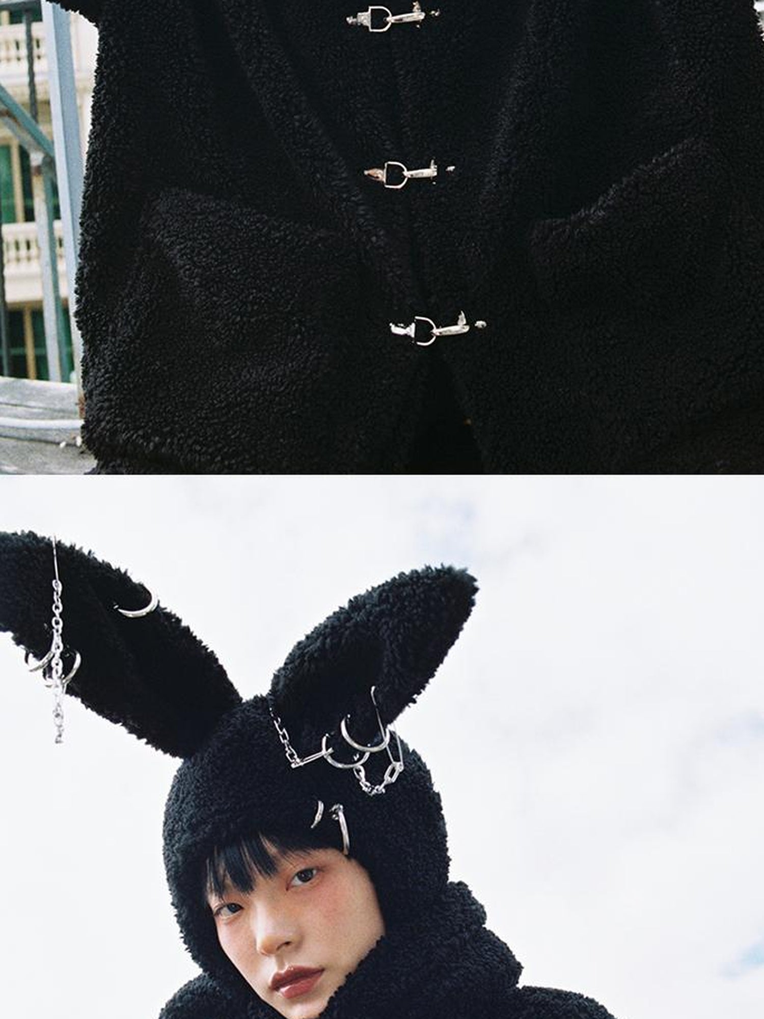 CFIERCE Rebellious Bunny Plush Scarf Hat With Foldable Ringed Ears