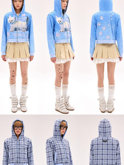 CFIERCE Reversible Cat Hoodie High Elastic Thick Unisex Pullover
