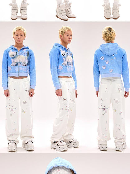 CFIERCE Reversible Cat Hoodie High Elastic Thick Unisex Pullover