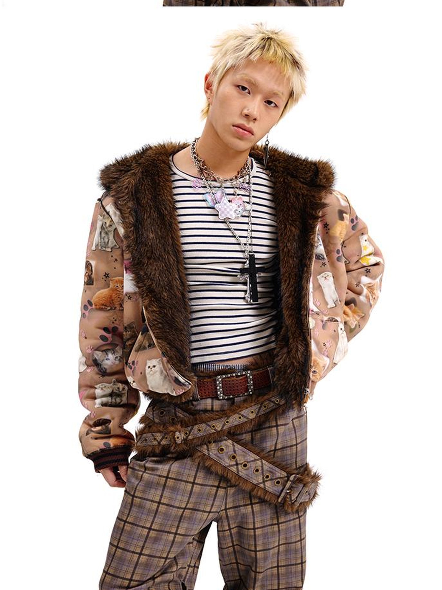Reversible Cat Print Wool Coat