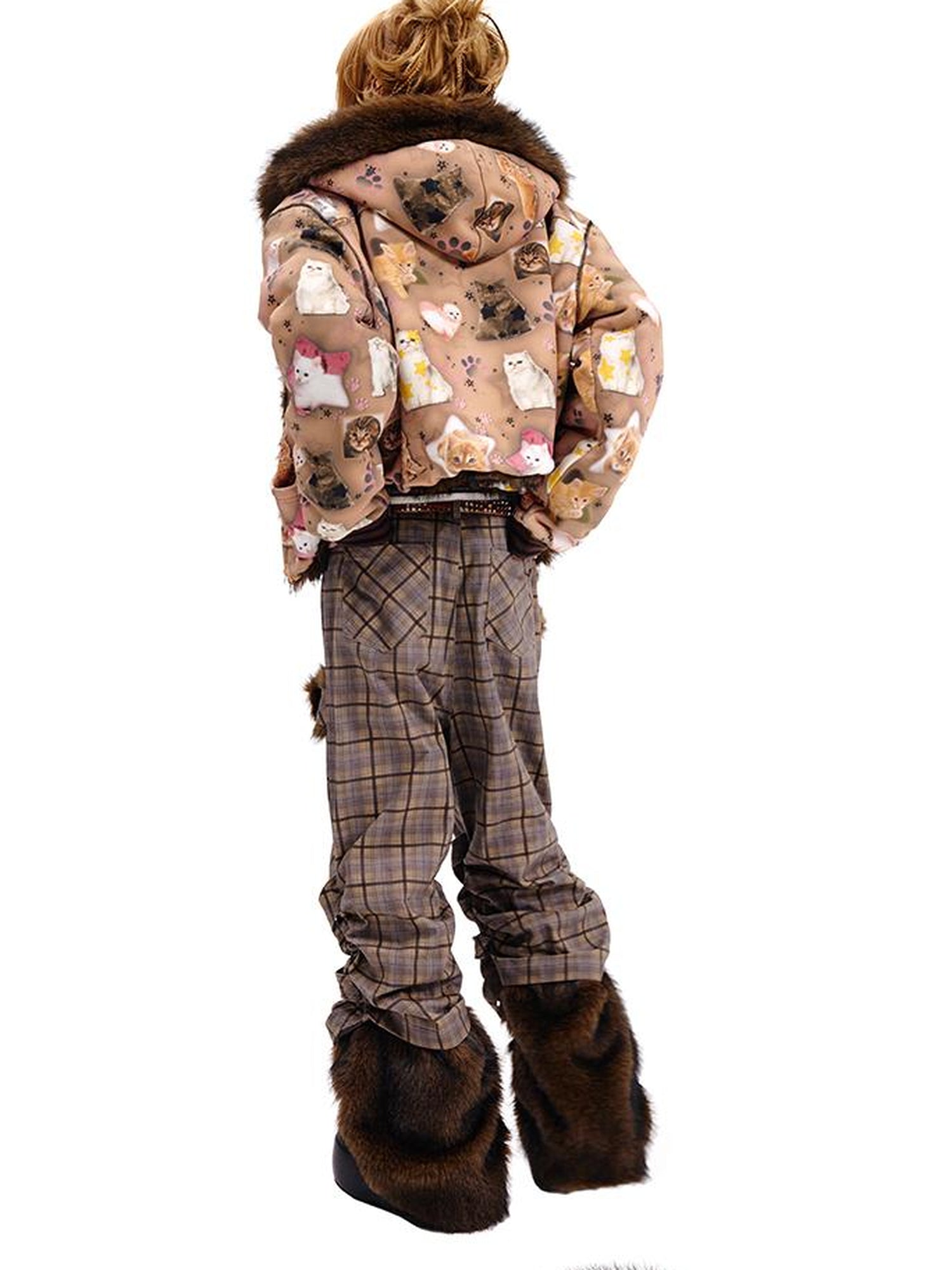 Reversible Cat Print Wool Coat