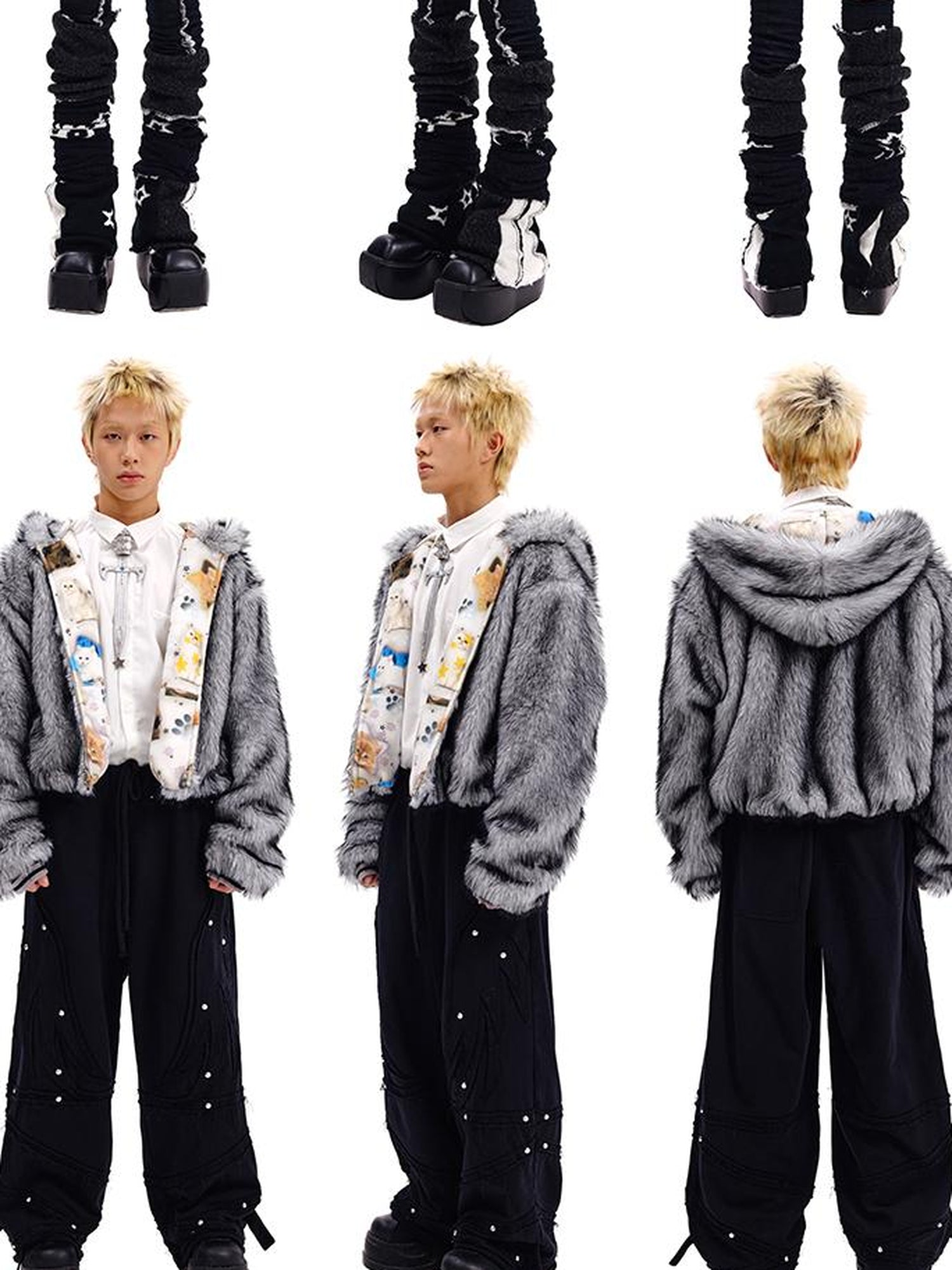 Reversible Cat Print Wool Coat