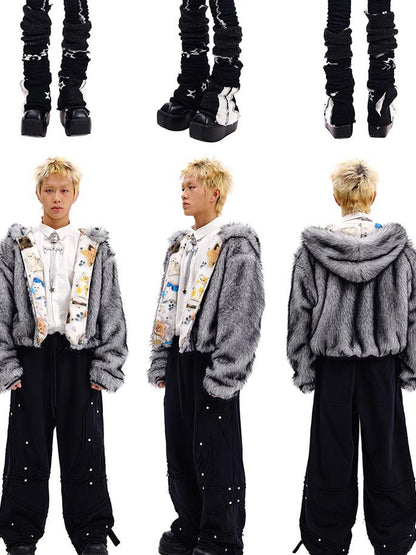 Reversible Cat Print Wool Coat