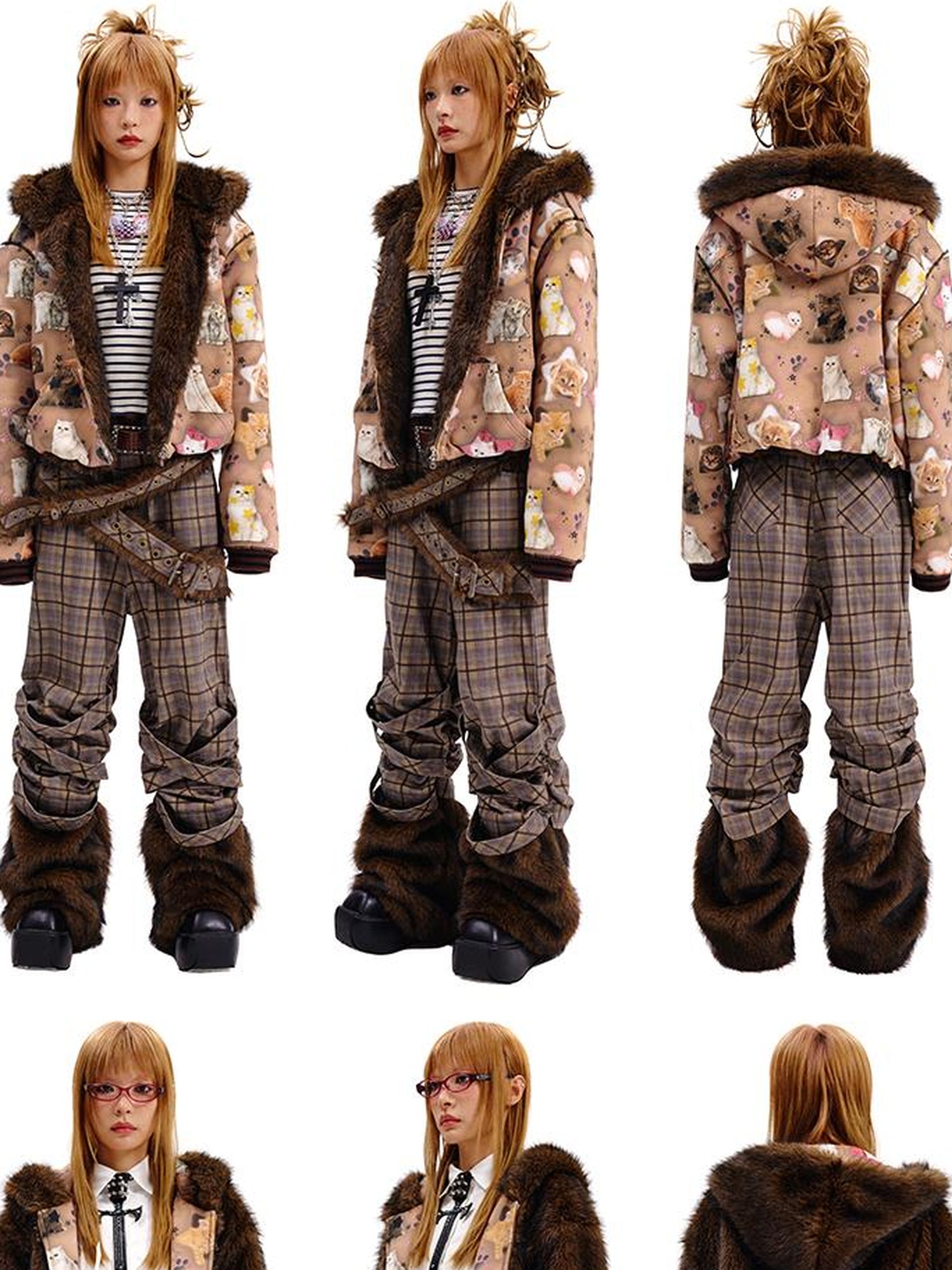 Reversible Cat Print Wool Coat