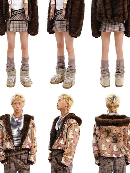 Reversible Cat Print Wool Coat