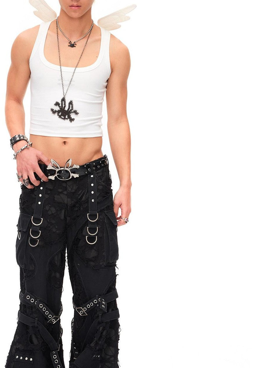 CFIERCE Rhinestone Embellished Angel Wing Back Women&