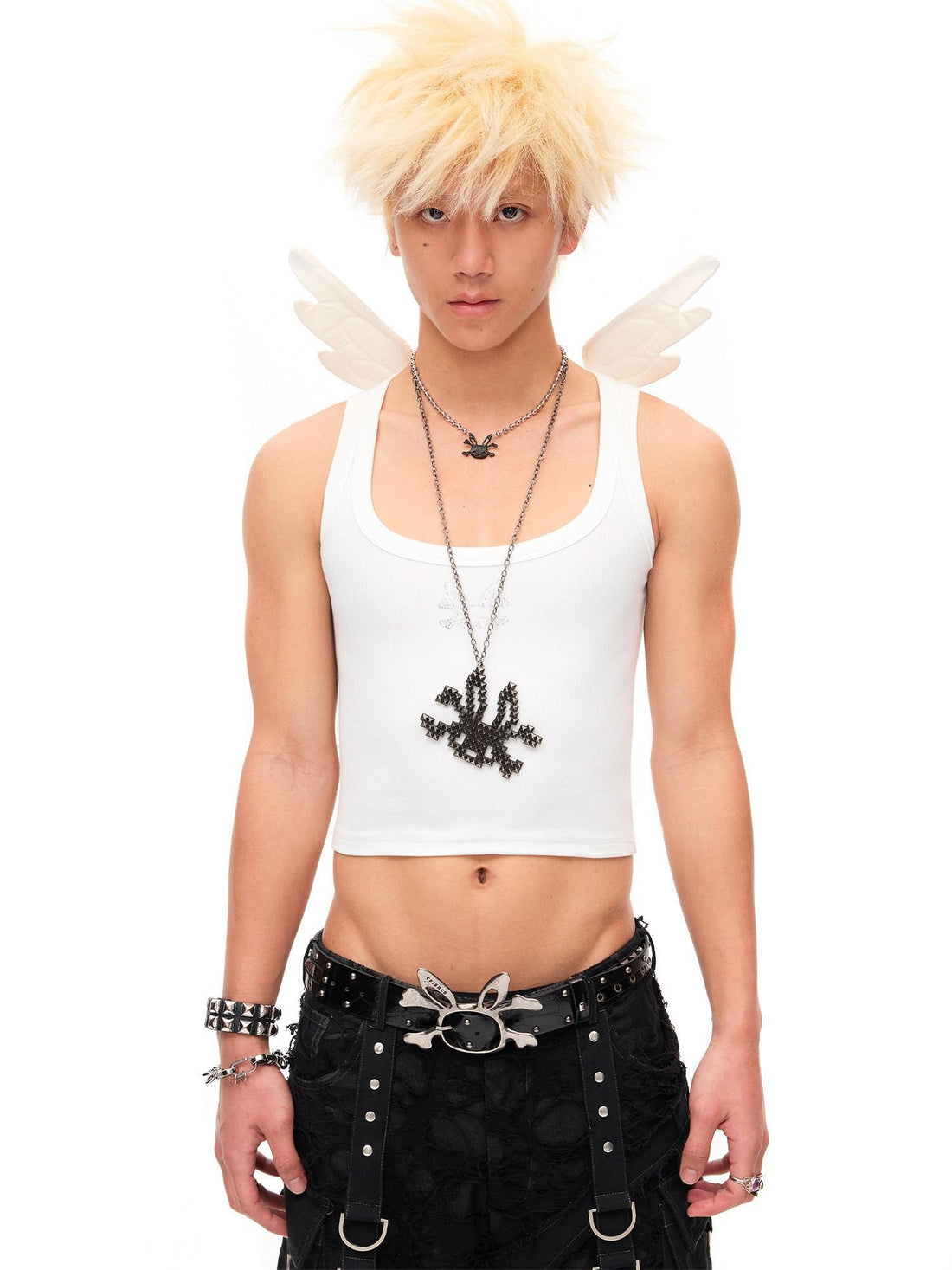 CFIERCE Rhinestone Embellished Angel Wing Back Women&
