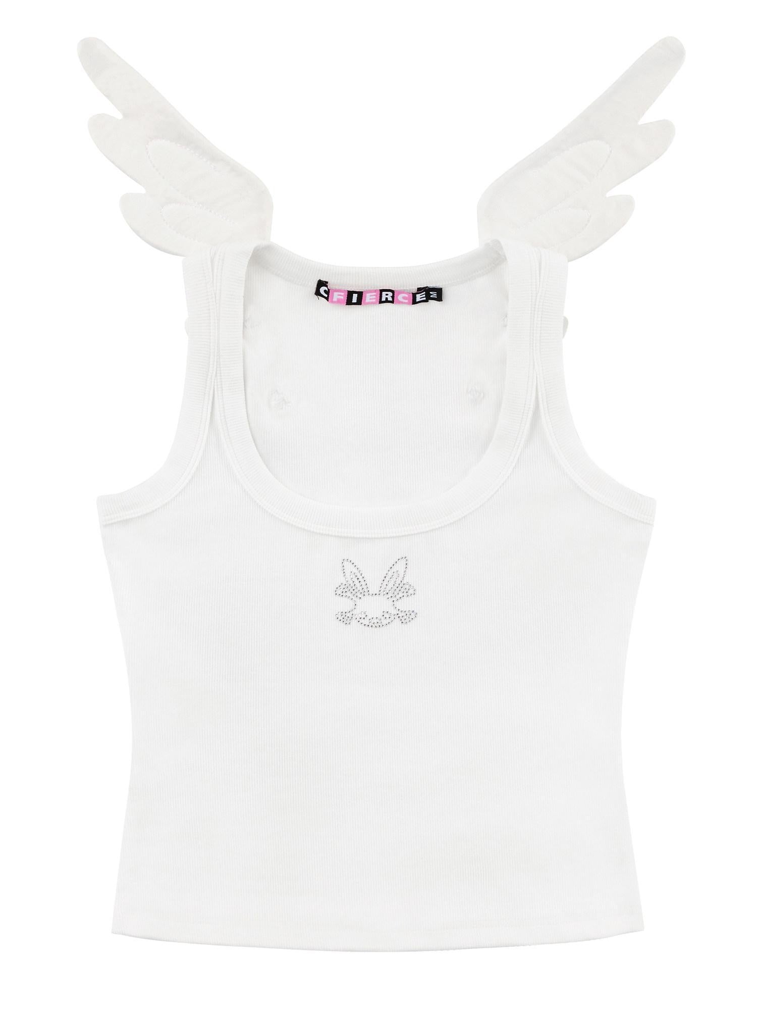 CFIERCE Rhinestone Embellished Angel Wing Back Women&