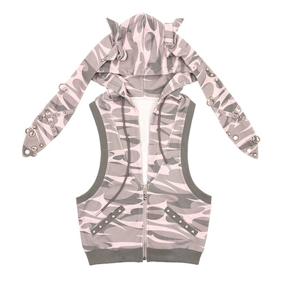 CFIERCE_Rivet_Bunny_Ear_Vest_Jacket_V_Neck_T_Shirt_Long_Sleeve_MISSTT