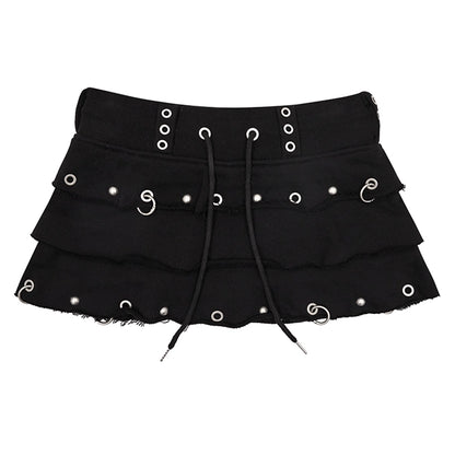 CFIERCE_Rivet_Embellished_Cake_Hem_Skirt_MISSTT