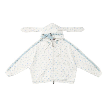 CFIERCE_Rose_Thorn_Floral_Rabbit_Ear_Oversized_Zip_Hooded_Women&