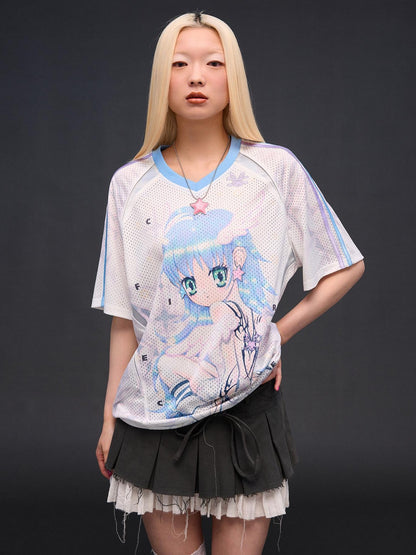 CFIERCE Six Wing Angel Girl Raglan V-neck Women&