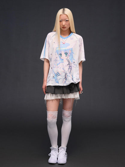 CFIERCE Six Wing Angel Girl Raglan V-neck Women&