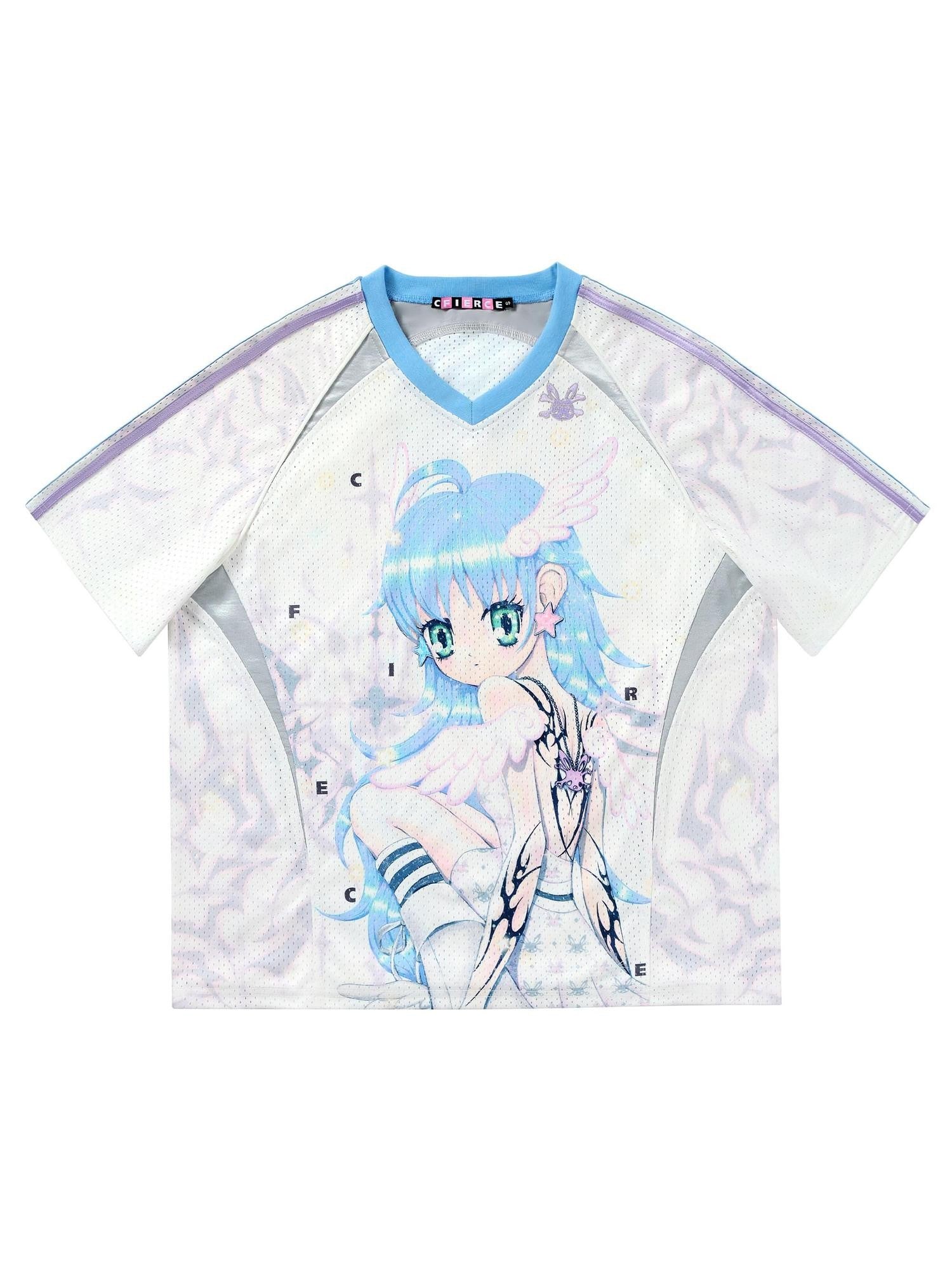 CFIERCE Six Wing Angel Girl Raglan V-neck Women&