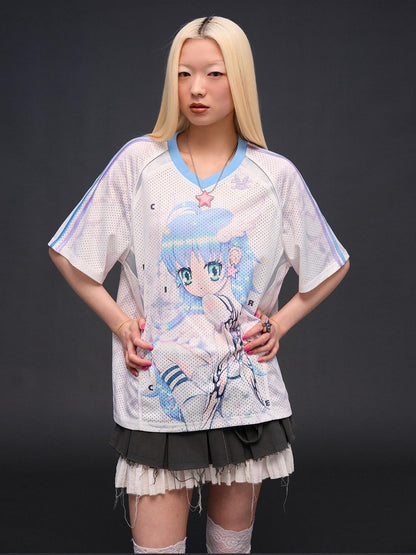 CFIERCE Six Wing Angel Girl Raglan V-neck Women&