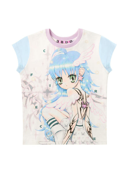 CFIERCE Six Winged Angel Girl Printed Slim Fit Women&