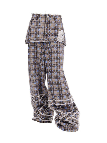 CFIERCE Skull Checkered Kilted Skirt